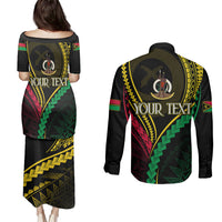 Personalised Vanuatu Couples Matching Puletasi Dress and Long Sleeve Button Shirts 43rd Hapi Indipendens Long LT7 - Polynesian Pride