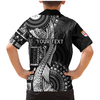 Fiji Rugby Personalised Bula Masi Family Matching Mermaid Dress and Hawaiian Shirt Fish Tail Kaivity Cibi - Black LT7 - Polynesian Pride