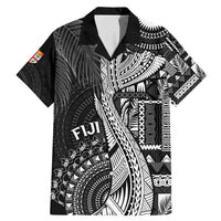 Fiji Rugby Personalised Bula Masi Family Matching Mermaid Dress and Hawaiian Shirt Fish Tail Kaivity Cibi - Black LT7 Dad's Shirt - Short Sleeve Black - Polynesian Pride