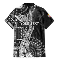 Fiji Rugby Personalised Bula Masi Family Matching Mermaid Dress and Hawaiian Shirt Fish Tail Kaivity Cibi - Black LT7 - Polynesian Pride