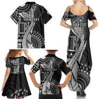 Fiji Rugby Personalised Bula Masi Family Matching Summer Maxi Dress and Hawaiian Shirt Fish Tail Kaivity Cibi - Black LT7 - Polynesian Pride