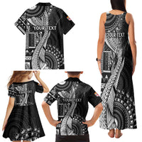 Fiji Rugby Personalised Bula Masi Family Matching Tank Maxi Dress and Hawaiian Shirt Fish Tail Kaivity Cibi - Black LT7 - Polynesian Pride