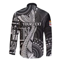 Fiji Rugby Personalised Bula Masi Long Sleeve Button Shirt Fish Tail Kaivity Cibi - Black LT7 - Polynesian Pride