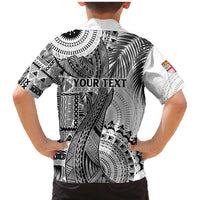 Fiji Rugby Personalised Bula Masi Family Matching Mermaid Dress and Hawaiian Shirt Fish Tail Kaivity Cibi - White LT7 - Polynesian Pride
