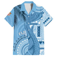 Fiji Rugby Personalised Bula Masi Family Matching Off Shoulder Maxi Dress and Hawaiian Shirt Fish Tail Kaivity Cibi - Turquoise LT7 Dad's Shirt - Short Sleeve Turquoise - Polynesian Pride