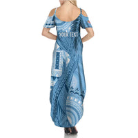 Fiji Rugby Personalised Bula Masi Family Matching Summer Maxi Dress and Hawaiian Shirt Fish Tail Kaivity Cibi - Turquoise LT7 - Polynesian Pride