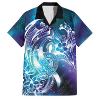 Aloha Hawaii Turtle Family Matching Tank Maxi Dress and Hawaiian Shirt Teal Purple Ribbon LT7 Dad's Shirt - Short Sleeve Purple Teal - Polynesian Pride