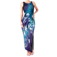 Aloha Hawaii Turtle Family Matching Tank Maxi Dress and Hawaiian Shirt Teal Purple Ribbon LT7 Mom's Dress Purple Teal - Polynesian Pride
