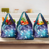 Aloha Hawaii Turtle Grocery Bag Teal Purple Ribbon - Polynesian Pride