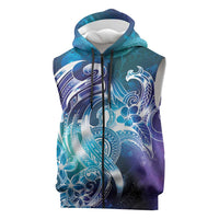 Aloha Hawaii Turtle Sleeveless Zip Hoodie Teal Purple Ribbon LT7