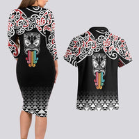 Kia Kaha Te Reo Maori Couples Matching Long Sleeve Bodycon Dress and Hawaiian Shirt 50 Years Mo Ake Tonu Te Reo LT7 - Polynesian Pride
