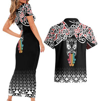 Kia Kaha Te Reo Maori Couples Matching Short Sleeve Bodycon Dress and Hawaiian Shirt 50 Years Mo Ake Tonu Te Reo LT7 - Polynesian Pride