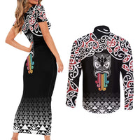 Kia Kaha Te Reo Maori Couples Matching Short Sleeve Bodycon Dress and Long Sleeve Button Shirt 50 Years Mo Ake Tonu Te Reo LT7 - Polynesian Pride