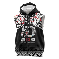 Kia Kaha Te Reo Maori Sleeveless Zip Hoodie 50 Years Mo Ake Tonu Te Reo LT7 Black - Polynesian Pride