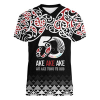 Kia Kaha Te Reo Maori Women V-Neck T-Shirt 50 Years Mo Ake Tonu Te Reo LT7 Female Black - Polynesian Pride