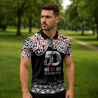 Kia Kaha Te Reo Maori Zipper Polo Shirt 50 Years Mo Ake Tonu Te Reo LT7 - Polynesian Pride