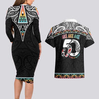 50 Years Kia Kaha Te Reo Maori Couples Matching Long Sleeve Bodycon Dress and Hawaiian Shirt Ake Ake Ake! LT7 - Polynesian Pride