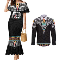 50 Years Kia Kaha Te Reo Maori Couples Matching Mermaid Dress and Long Sleeve Button Shirt Ake Ake Ake! LT7 White - Polynesian Pride