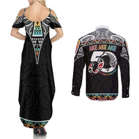 50 Years Kia Kaha Te Reo Maori Couples Matching Summer Maxi Dress and Long Sleeve Button Shirt Ake Ake Ake! LT7 - Polynesian Pride