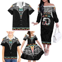 50 Years Kia Kaha Te Reo Maori Family Matching Off The Shoulder Long Sleeve Dress and Hawaiian Shirt Ake Ake Ake! LT7 - Polynesian Pride