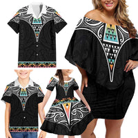 50 Years Kia Kaha Te Reo Maori Family Matching Off Shoulder Short Dress and Hawaiian Shirt Ake Ake Ake! LT7 - Polynesian Pride