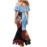Personalised Fiji and Australia Family Matching Mermaid Dress and Hawaiian Shirt Masi Patterns Mix Aboriginal Art LT7 - Polynesian Pride