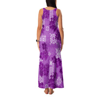 Hawaii Tapa Family Matching Tank Maxi Dress and Hawaiian Shirt Hibiscus Mix Hawaiian Quilt Patches - Violet LT7 - Polynesian Pride