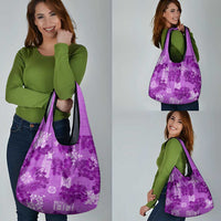 Hawaii Tapa Grocery Bag Hibiscus Mix Hawaiian Quilt Patches - Violet