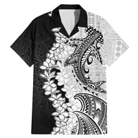 Polynesian Plumeria Lei Family Matching Mermaid Dress and Hawaiian Shirt with Hammerhead Shark