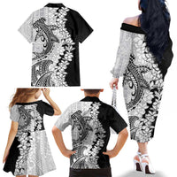 Polynesian Plumeria Lei Family Matching Off The Shoulder Long Sleeve Dress and Hawaiian Shirt with Hammerhead Shark LT7 - Polynesian Pride