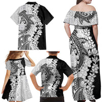 Polynesian Plumeria Lei Family Matching Off Shoulder Maxi Dress and Hawaiian Shirt with Hammerhead Shark LT7 - Polynesian Pride
