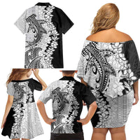 Polynesian Plumeria Lei Family Matching Off Shoulder Short Dress and Hawaiian Shirt with Hammerhead Shark LT7 - Polynesian Pride