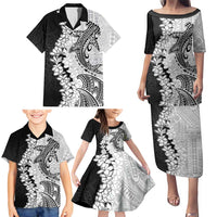 Polynesian Plumeria Lei Family Matching Puletasi and Hawaiian Shirt with Hammerhead Shark LT7 - Polynesian Pride