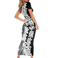 Polynesian Plumeria Lei Family Matching Short Sleeve Bodycon Dress and Hawaiian Shirt with Hammerhead Shark LT7 - Polynesian Pride