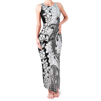 Polynesian Plumeria Lei Family Matching Tank Maxi Dress and Hawaiian Shirt with Hammerhead Shark LT7 Mom's Dress Black - Polynesian Pride