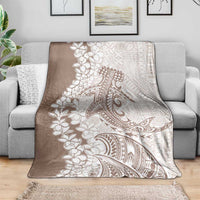 Polynesian Beige Plumeria Lei Blanket with Hammerhead Shark