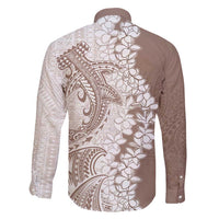 Polynesian Beige Plumeria Lei Family Matching Short Sleeve Bodycon Dress and Hawaiian Shirt with Hammerhead Shark LT7 - Polynesian Pride