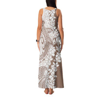 Polynesian Beige Plumeria Lei Family Matching Tank Maxi Dress and Hawaiian Shirt with Hammerhead Shark LT7 - Polynesian Pride