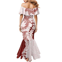 Polynesian Crimson Plumeria Lei Family Matching Mermaid Dress and Hawaiian Shirt with Hammerhead Shark LT7 - Polynesian Pride