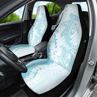 Polynesian Turquoise Plumeria Lei Car Seat Cover with Hammerhead Shark