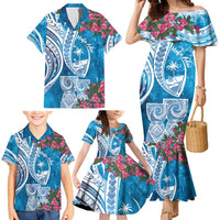 Hafa Adai Guam Family Matching Mermaid Dress and Hawaiian Shirt Crystal Waves LT7 - Polynesian Pride