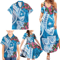 Hafa Adai Guam Family Matching Summer Maxi Dress and Hawaiian Shirt Crystal Waves LT7 - Polynesian Pride