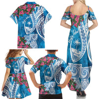 Hafa Adai Guam Family Matching Summer Maxi Dress and Hawaiian Shirt Crystal Waves LT7 - Polynesian Pride