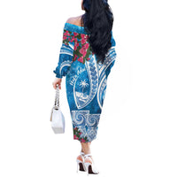 Hafa Adai Guam Off The Shoulder Long Sleeve Dress Crystal Waves