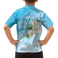 Personalized Guam Chamorro Family Matching Off The Shoulder Long Sleeve Dress and Hawaiian Shirt Turtles and Guasali Flowers LT7 - Polynesian Pride