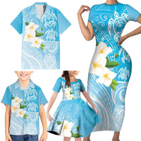 Personalized Guam Chamorro Family Matching Short Sleeve Bodycon Dress and Hawaiian Shirt Turtles and Guasali Flowers LT7 - Polynesian Pride