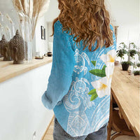 Personalized Guam Chamorro Women Casual Shirt Turtles and Guasali Flowers