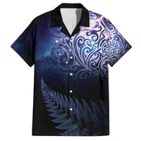 New Zealand Aotearoa Matariki Family Matching Long Sleeve Bodycon Dress and Hawaiian Shirt Starry Silver Fern LT7 Dad's Shirt - Short Sleeve Galaxy - Polynesian Pride