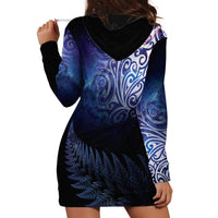 New Zealand Aotearoa Matariki Hoodie Dress Starry Silver Fern LT7 - Polynesian Pride
