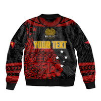 Personalised PNG Kumuls Rugby Sleeve Zip Bomber Jacket Motuan Mix Patterns LT7 - Polynesian Pride